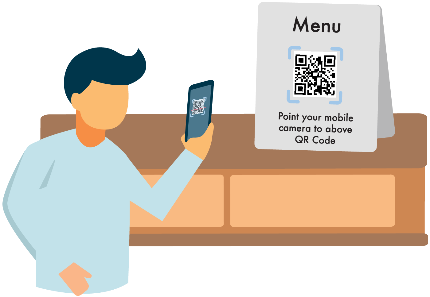 A restaurant customer can scan a code to open the web app